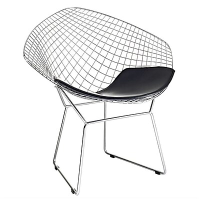 Fine Mod Imports Wire Diamond Chair Black FMI1157 black