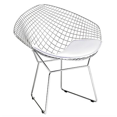 Fine Mod Imports Wire Diamond Chair White FMI1157 white