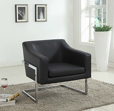 BestMasterFurniture Modern Arm Chair w/ Chrome Legs; Black