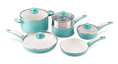 GreenPan 10-Piece Non-Stick Cookware Set; Turquoise