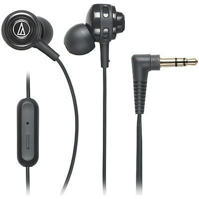 Audio Technica SonicSport ATH COR150iS In Ear Headphone with In Line Mic and Control Black