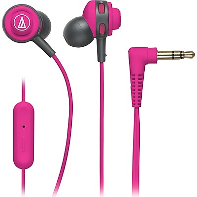Audio Technica SonicSport ATH COR150iS In Ear Headphone with In Line Mic and Control Pink