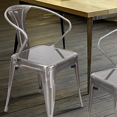 AdecoTrading Side Chair Set of 2 ; Gunmetal