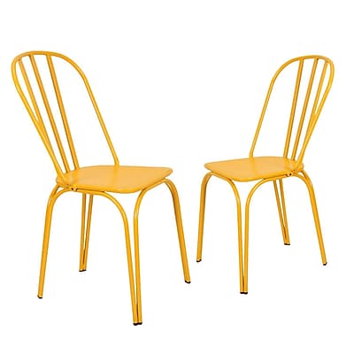 AdecoTrading Side Chair Set of 2 ; Yellow