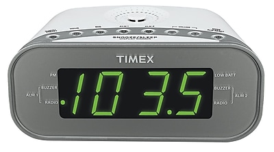 Timex Large Display LED Radio Dual Alarm Clock; White