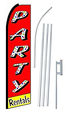 NeoPlex Party Rentals Swooper Flag and Flagpole Set