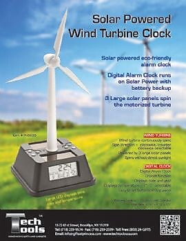 Princess International Solar Powered Wind Turbine Alarm Clock (prn009)