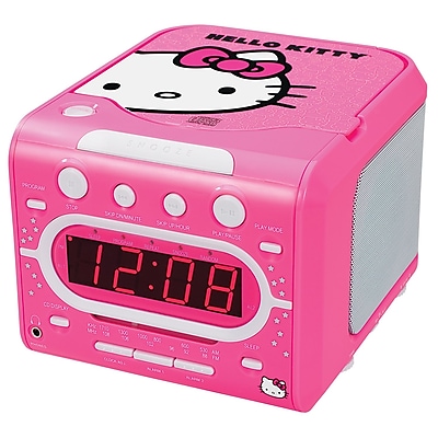 Hello Kitty AM FM Stereo Alarm Clock Radio with Top Loading CD Player