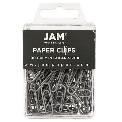 JAM Paper Colored Regular Paper Clips Gray Paperclips 100 pack 21830626