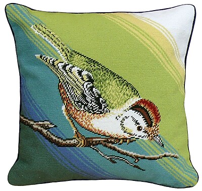 BUY 123 Creations Pecking Bird Needlepoint Wool Throw Pillow LIMITED
