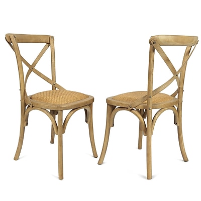 AdecoTrading Side Chair Set of 2 ; Tan