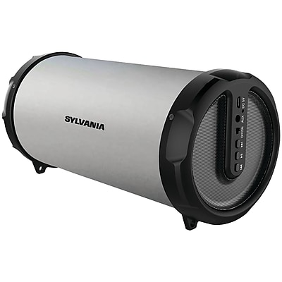 Sylvania Sp803 silver Rugged Rubber Bluetooth Tube Speaker silver