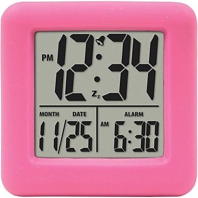 Equity By La Crosse 70902 Soft Cube LCD Alarm Clock pink