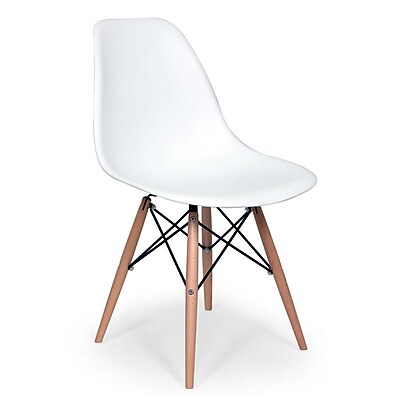 MacerHomeDecor Wood Dowel Base Side Chair; White