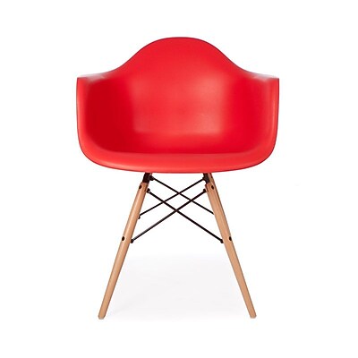 MacerHomeDecor Wood Dowel Base Arm Chair; Red