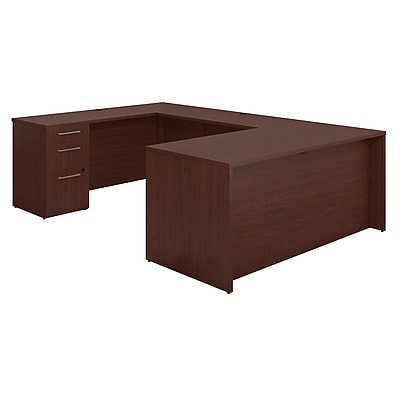 Bush Business Furniture Emerge 66 W x 30 D U Shaped Desk with 2 and 3 Drawer Pedestals Harvest Cherry 300S099CS