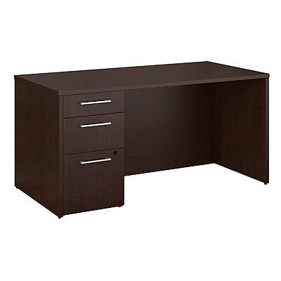 Bush Business Furniture Emerge 60 W x 30 D Desk with 3 Drawer Pedestal Mocha Cherry 300S094MR