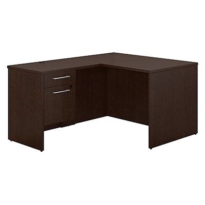 Bush Business Furniture Emerge 48 W x 30 D L Shaped Desk with 3 4 Pedestal Mocha Cherry 300S093MR