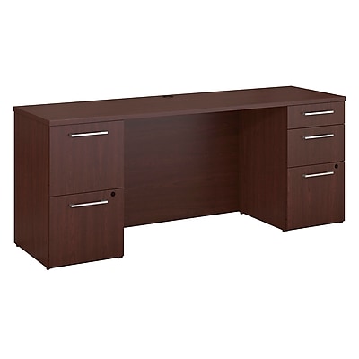 Bush Business Furniture Emerge 72 W x 22 D Desk with 2 and 3 Drawer Pedestals Harvest Cherry 300S033CS