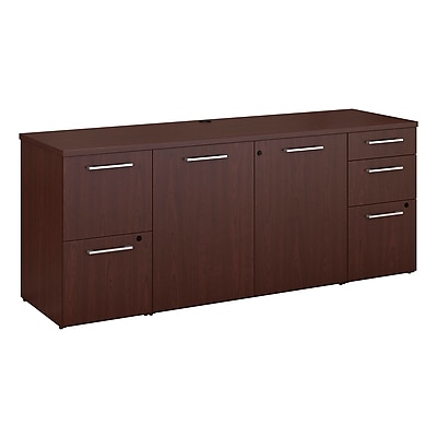 Bush Business Furniture Emerge 72 W x 22 D Storage Credenza Installed Harvest Cherry 300SCST72CSKFA