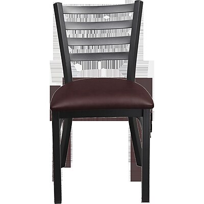 JUSTCHAIR Metal Series Ladder Side Chair; Burgundy Vinyl Padded