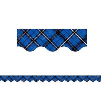 Teacher Created Resource 35 x 2.25 Blue Plaid Scalloped Border Trim TCR5659