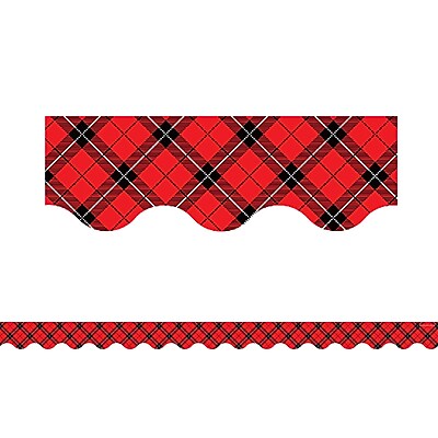 Teacher Created Resource 35 x 2.25 Red Plaid Scalloped Border Trim TCR5658