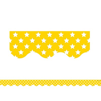 Teacher Created Resource 35 x 2.25 Yellow with White Stars Scalloped Border Trim TCR5030