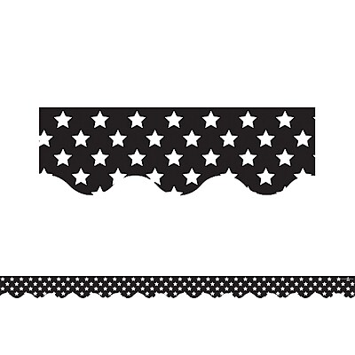 Teacher Created Resources 35 x 2.18 Black with White Stars Scalloped Border Trim TCR5812