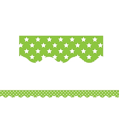 Teacher Created Resources 35 x 2.18 Lime with White Stars Scalloped Border Trim TCR5811