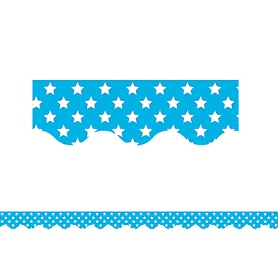 Teacher Created Resources 35 x 2.18 Aqua with White Stars Scalloped Border Trim TCR5810