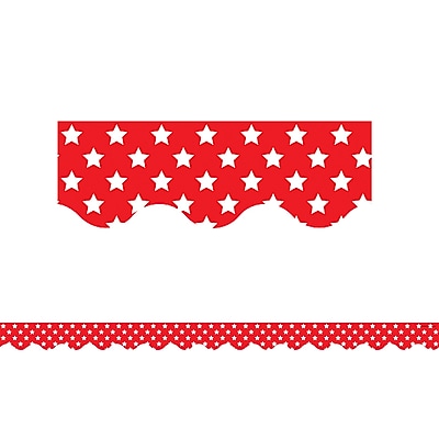 Teacher Created Resources 35 x 2.18 Red with White Stars Scalloped Border Trim TCR5809