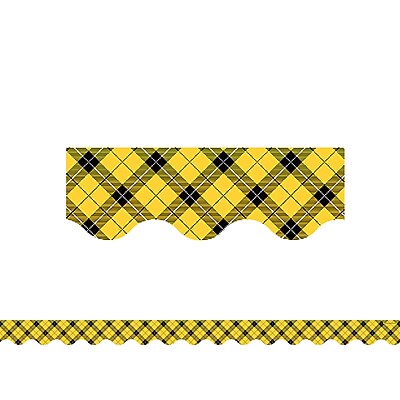 Teacher Created Resources 35 x 3 Yellow Plaid Scalloped Border Trim TCR5662