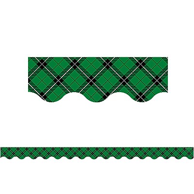 Teacher Created Resources 35 x 2.18 Green Plaid Scalloped Border Trim TCR5661