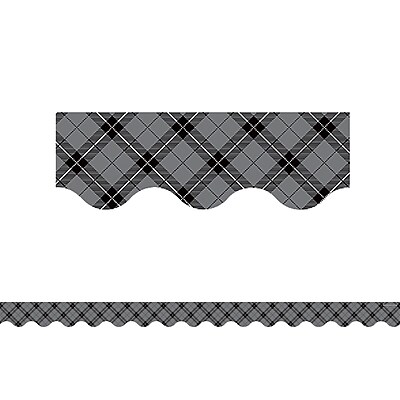 Teacher Created Resources 35 x 2.18 Gray Plaid Scalloped Border Trim TCR5660