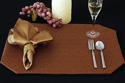 Pacific Table Linens Naples Table Linen Reversible Placemat Set of 2 ; C01 Saddle Gold