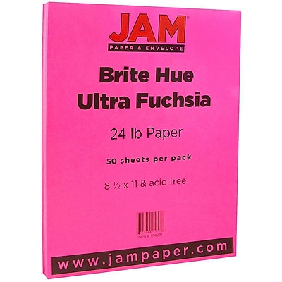 JAM Paper 8 1 2 x 11 Paper Ultra Fuchsia Pink 24lb Brite Hue 50 Pack 184931A