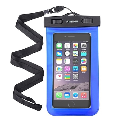 Insten Waterproof Bag Carrying Case Pouch (6.5 x 3.9 inches) with Lanyard Armband Universal - Blue (2130254)