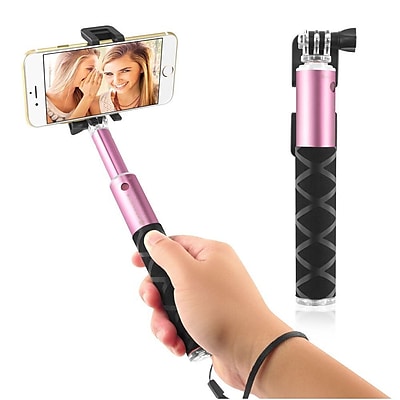 Insten Selfie Stick Portable Pocket-Size Extendable Handheld Monopod Holder Self-Portrait Universal - Pink (2194314)