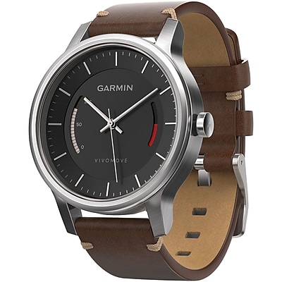 Garmin 010 01597 22 Vivomove Smart Watch leather Band; Stainless Steel