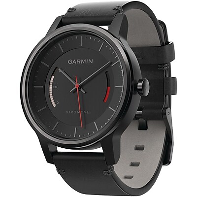 Garmin 010 01597 12 Vivomove Smart Watch leather Band; Black