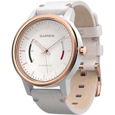 Garmin 010 01597 13 Vivomove Smart Watch leather Band; Rose gold Tone