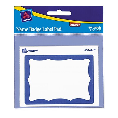 Avery Name Tag Label Pads 2 7 16 x 3 3 8 Blue Border 40 Pack