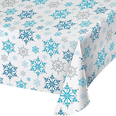 Creative Converting Snowflake Swirls Plastic Tablecloth 317151