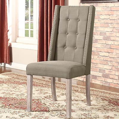 BestMasterFurniture Side Chair Set of 2 ; Taupe