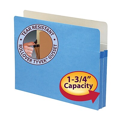 Smead File Pocket Straight Cut Tab 1 3 4 Expansion Letter Size Blue Each 73215