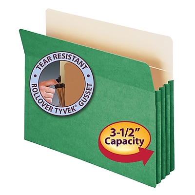 Smead File Pocket Straight Cut Tab 3 1 2 Expansion Letter Size Green Each 73226