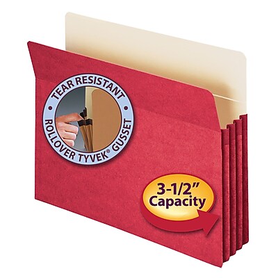Smead File Pocket Straight Cut Tab 3 1 2 Expansion Letter Size Red 73231