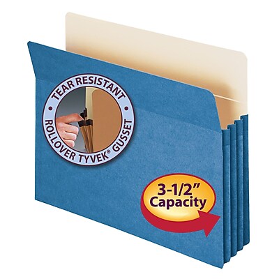 Smead File Pocket Straight Cut Tab 3 1 2 Expansion Letter Size Blue 73225