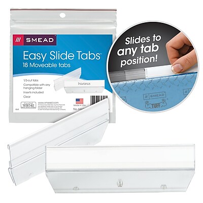 Smead Easy Slide Tab 1 3 Cut Clear 18 Pack 64626